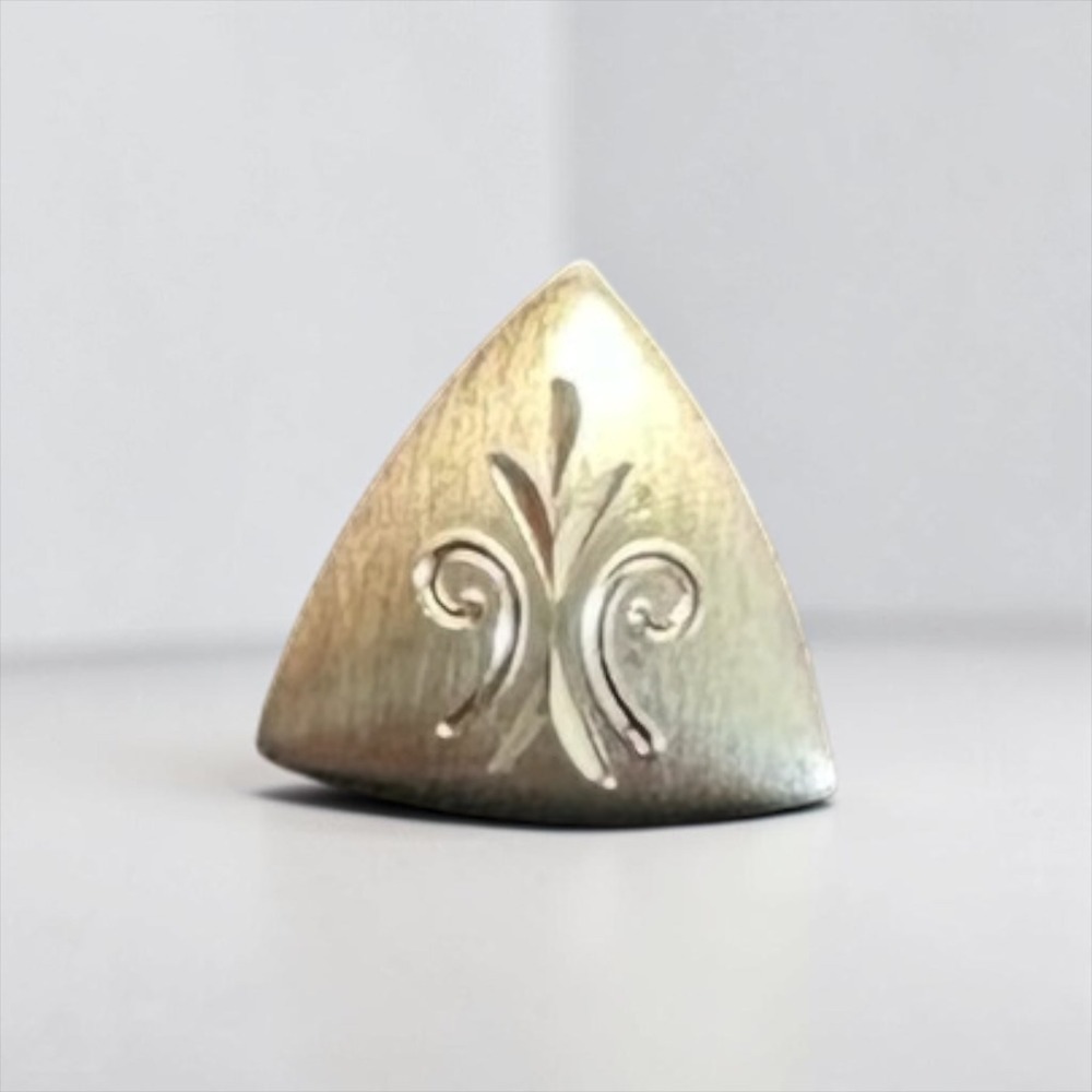 Vintage Silver Tone Fleur-de-lis Tie Tack Mens Triangle Pin T-Bar Safety Chain